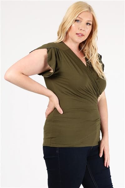 Plus Size Ruched Top Olive - Pack of 6