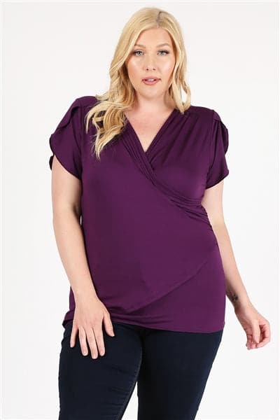 Plus Size Ruched Top Plum - Pack of 6