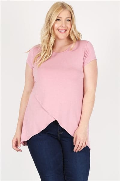 Plus Size Overlap Crossed Top Dark Pink - Pack of 6