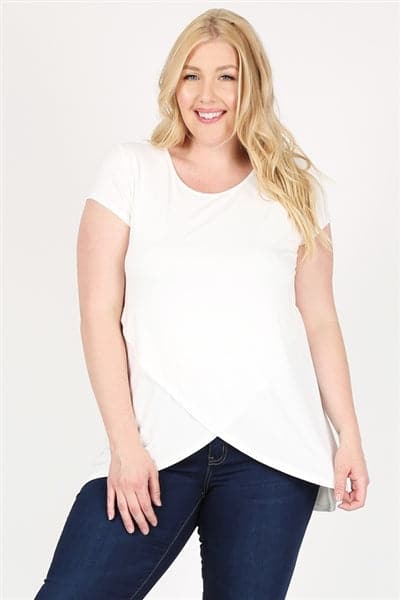 Plus Size Overlap Crossed Top Ivory - Pack of 6