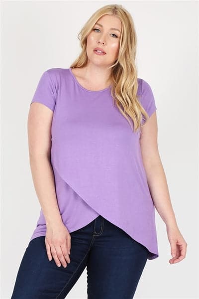 Plus Size Overlap Crossed Top Lilac - Pack of 6