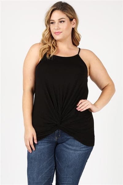 Plus Size Knit Twist Knot Tank Black - Pack of 6