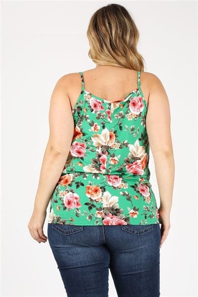 Plus Size Knit Twist Knot printed Tank Green Rust - Pack of 6