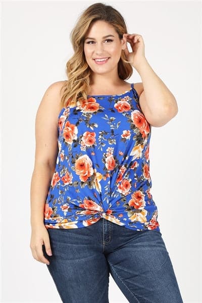 Plus Size Knit Twist Knot printed Tank Royal Orange - Pack of 6