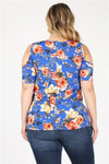 Plus Size Twist Knot Cold Shoulder Printed Top Royal Orange - Pack of 6