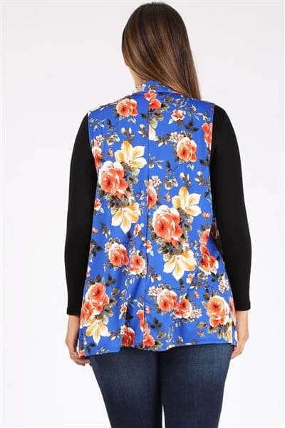 Plus Size Open Front Printed Cardigan Royal Orange - Pack of 6