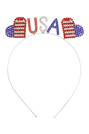 Heart USA Flag Headband Head Accessories Multicolor - Pack of 6
