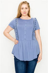 Plus Size Crochet Ruffled Top Denim - Pack of 6