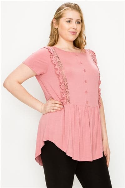 Plus Size Crochet Ruffled Top Mauve - Pack of 6