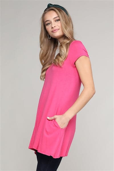 Cap Sleeve Solid Hue Tunic Coral - Pack of 6