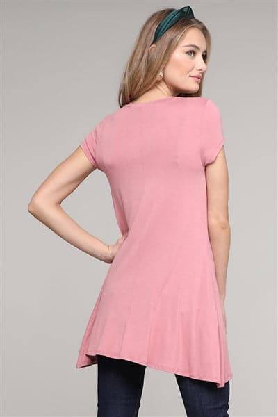 Cap Sleeve Solid Hue Tunic Mauve - Pack of 6