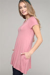 Cap Sleeve Solid Hue Tunic Mauve - Pack of 6