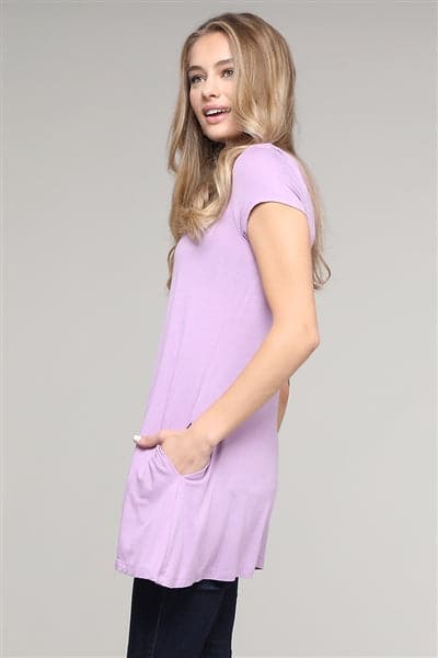Cap Sleeve Solid Hue Tunic Violet  - Pack of 6