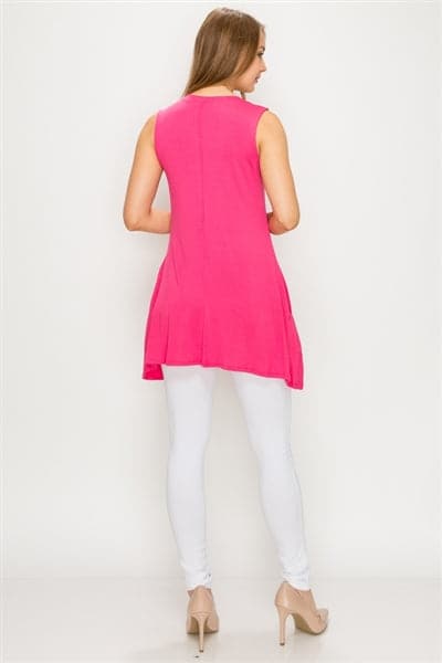 Solid Tank Tunic With Side Pockets Coral - Pack of 6