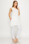 Solid Tank Tunic With Side Pockets Ivory - Pack of 6