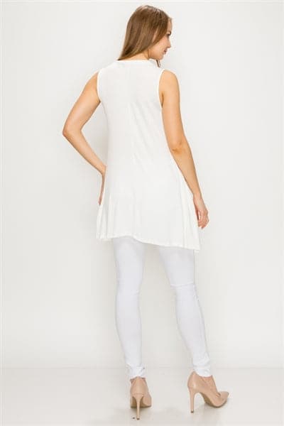 Solid Tank Tunic With Side Pockets Ivory - Pack of 6