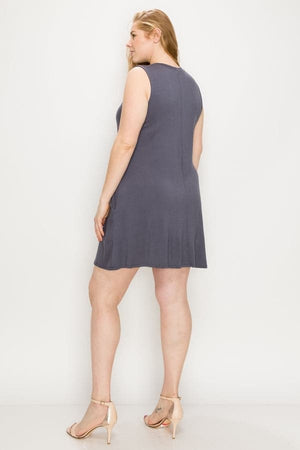Plus Size Solid tank tunic Dress Charcoal - Pack of 6
