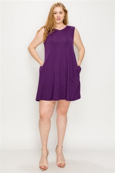 Plus Size Solid Tank Tunic Dress Plum - Pack of 6