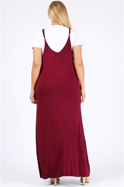 Plus Size Solid Hue Tank Maxi Dress Burgundy - Pack of 6