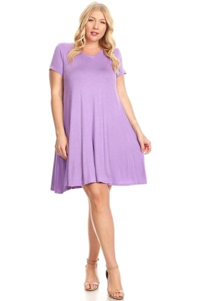 Plus Size Solid Hue Tunic Dress Violet - Pack of 6