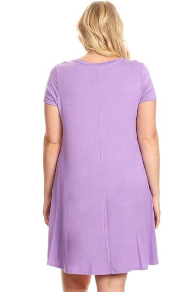 Wholesale Plus Size Solid Hue Tunic Dress Violet for Sale Wholesale Plus Size Solid Hue Tunic Dress Violet for Sale