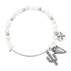 Cactus Charm With Natural Stone Wire Bracelet White Gold - Pack of 6