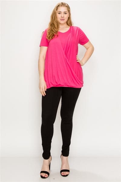 Plus Size Cross Draped V-Neck Top Coral - Pack of 6