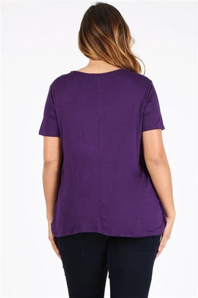 Plus Size Cross Draped V-Neck Top Plum - Pack of 6