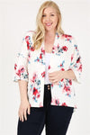 Plus Size Open Front Floral Pring Cardigan Ivory -  Pack of 6