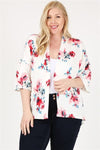 Plus Size Open Front Floral Pring Cardigan Navy -  Pack of 6