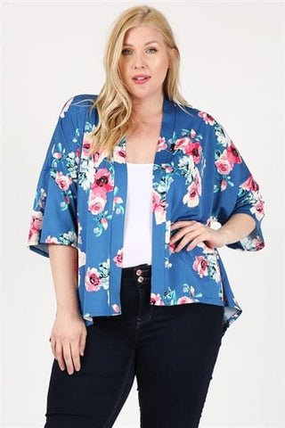 Plus Size Open Front Printed Cardigan Royal Orange - Pack of 6