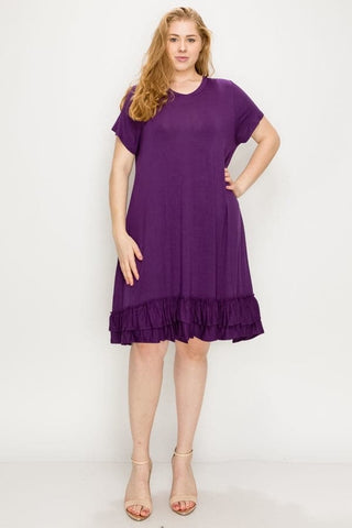Plus Size 3/4 Sleeve Solid Dress Ruby - Pack of 6