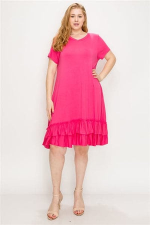 Plus Size Ruffle-Trim Georgette Swing Dress Coral - Pack of 6