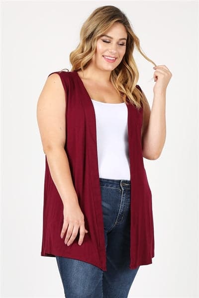 Plus Size Cardigan Sweater Vest Burgundy - Pack of 6