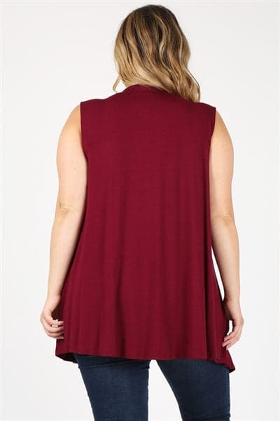 Plus Size Cardigan Sweater Vest Burgundy - Pack of 6