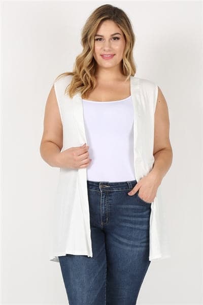 Plus Size Cardigan Sweater Vest Ivory - Pack of 6