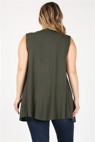 Plus Size Cardigan Sweater Vest Olive - Pack of 6