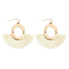 Round Leaf Pattern Fili Fish Hook Earrings Gold - Pack of 6