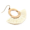 Fan Shaped Tassel Linked Hoop Drop Earrings Ivory - Pack of 6