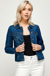 Classic Vintage Wash Women Denim Jackets Dark Blue - Pack of 6