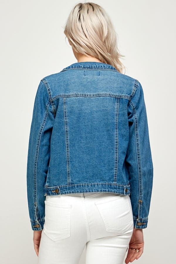 Classic Vintage Wash Women Denim Jackets Medium Blue - Pack of 6