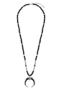 30" Tusk Horn Wood Long Necklace Black - Pack of 6