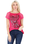 Lace Short Sleeve Butterfly Embellished Hi Low Top - Pack of 6