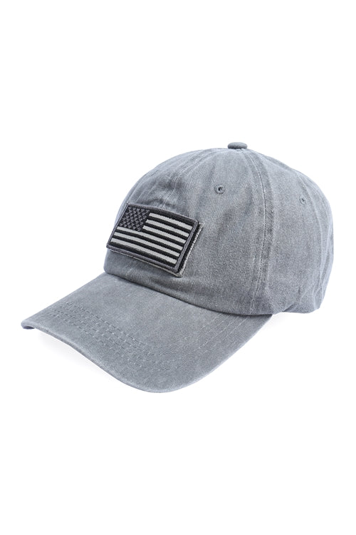 USA Double Patch Flag Baseball Cap Gray - Pack of 6