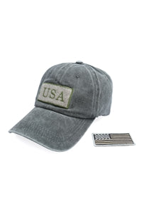 USA Double Patch Flag Baseball Cap Green - Pack of 6