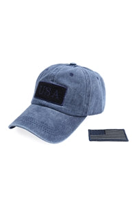 USA Double Patch Flag Baseball Cap Navy - Pack of 6