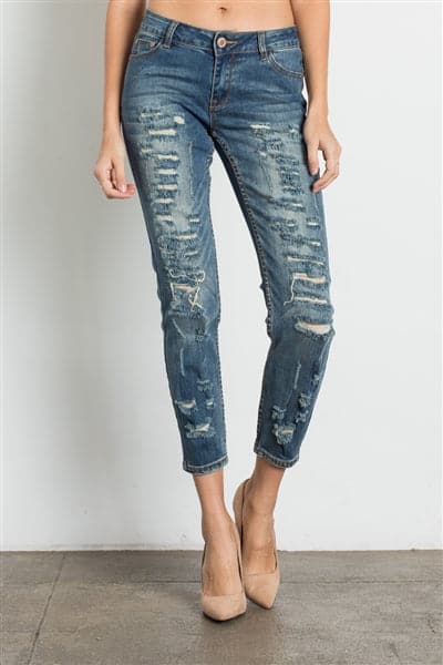 Mid Rise Ripped Stretch Skinny Jeans - Pack of 12