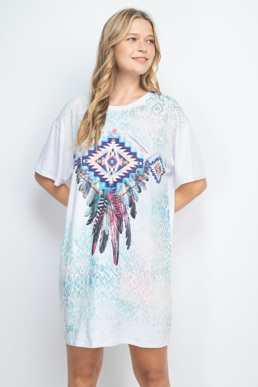 White Feather Print Dress - Pack of 6