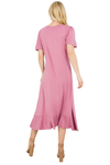 Mauve Round Neckline Ruffle Sleeve Asymetric Dress - Pack of 6