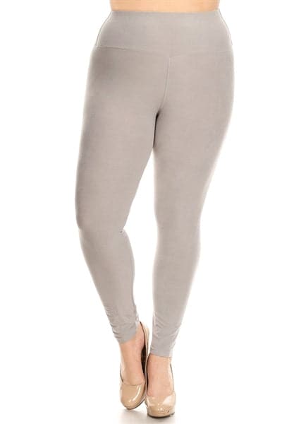 Plus Size Stretchy Soft Leggings Gray - Pack of 10